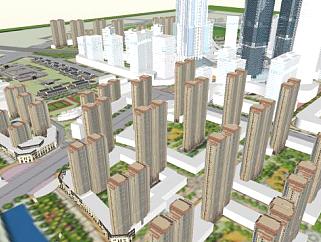 城市设计办公住宅区一体化设计SU模型下载_sketchup...