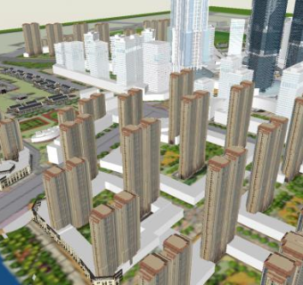 城市设计办公住宅区一体化设计SU模型下载_sketchup草图大师SKP模型