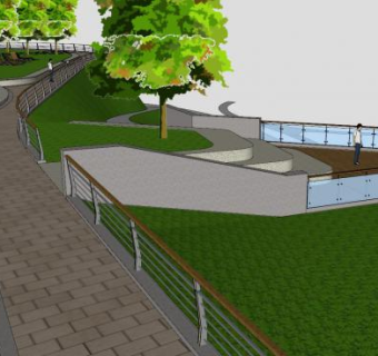 庭院景观挑台平台道路SU模型