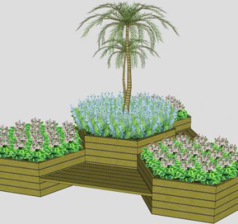 六角花箱花盆景观设施SU模型下载_sketchup草图大师SKP模型