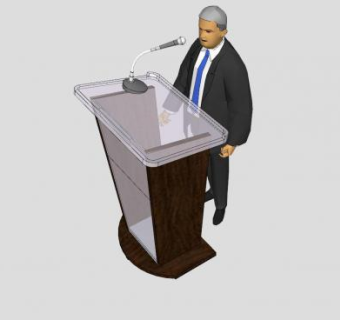 演讲台上人物SU模型下载_sketchup草图大师SKP模型