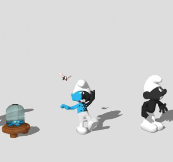 卡通动画人物蓝精灵SU模型下载_sketchup草图大师SKP模型