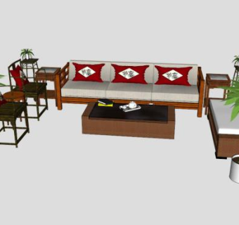 中式沙发家具椅子SU模型下载_sketchup草图大师SKP模型