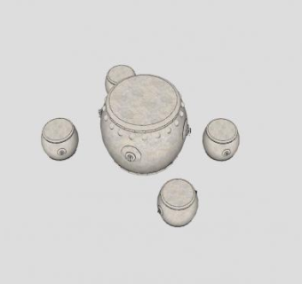 中式桌子石桌桌椅SU模型下载_sketchup草图大师SKP模型