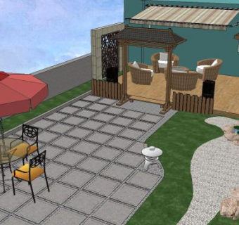 宽阔的屋顶花园SU模型下载_sketchup草图大师SKP模型