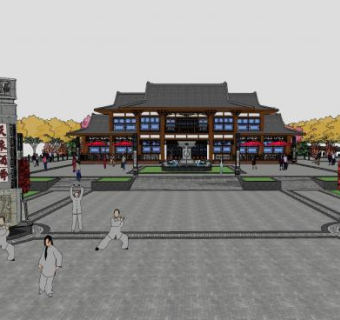 广场公园入口设计SU模型