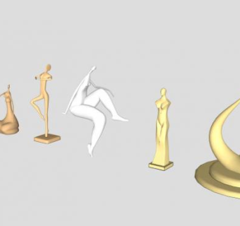 抽象铜人人物雕塑SU模型下载_sketchup草图大师SKP模型