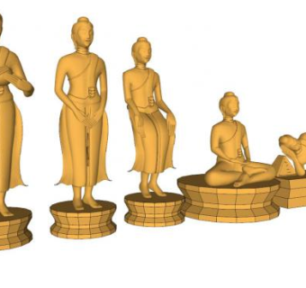 古典人物佛像人物雕塑SU模型下载_sketchup草图大师SKP模型