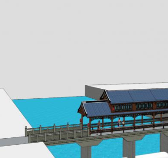 廊桥建筑设计SU模型下载_sketchup草图大师SKP模型