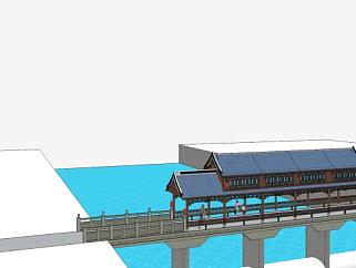 廊桥建筑设计SU模型下载_sketchup草图大师SKP模型
