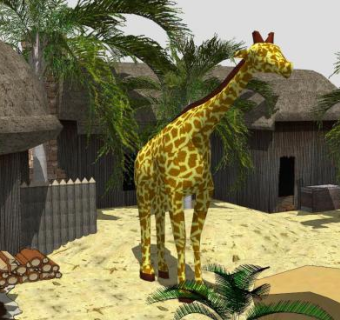 长颈鹿长脖子动物SU模型下载_sketchup草图大师SKP模型