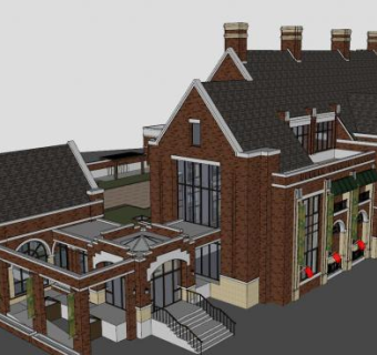 英式风格会所联排SU模型下载_sketchup草图大师SKP模型
