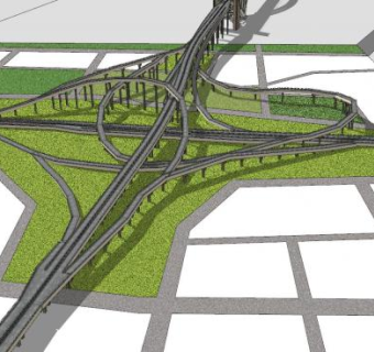 立交桥道路SU模型
