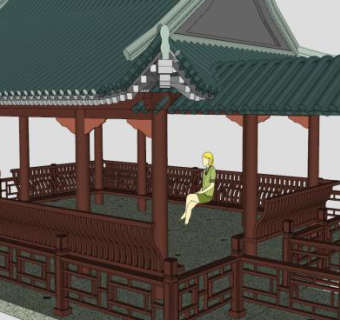 古建水榭仿古SU模型下载_sketchup草图大师SKP模型