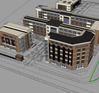 做的一个小学学校建筑SU模型