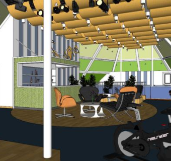 承德宾馆健身房器材SU模型下载_sketchup草图大师SKP模型