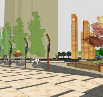 广场景观庭院SU模型