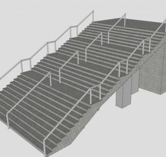 大学教学楼扶手楼梯SU模型下载_sketchup草图大师SKP模型