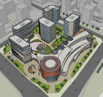 酒店建筑商业综合体规划SU模型