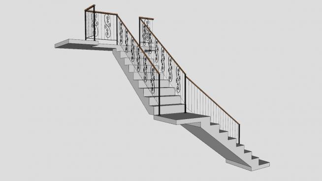 欧式风格楼梯扶手su模型下载_sketchup草图大师skp模型
