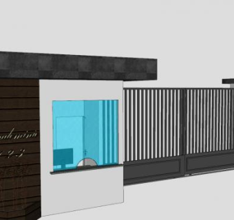 门卫室外大门SU模型下载_sketchup草图大师SKP模型