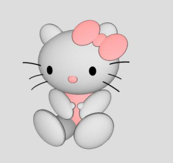 儿童玩具凯蒂猫布娃娃HelloKittySU模型下载_sketchup草图大师SKP模型