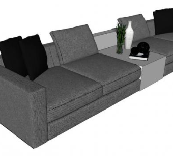 现代家居布沙发SU模型下载_sketchup草图大师SKP模型