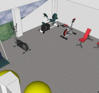 室内健身器材健身房SU模型下载_sketchup草图大师SKP模型
