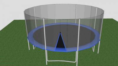 儿童娱乐设施带护栏的蹦蹦床SU模型下载_sketchup草图大师SKP模型