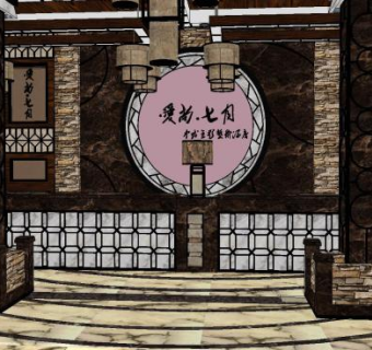 中式风格酒店前台SU模型下载_sketchup草图大师SKP模型