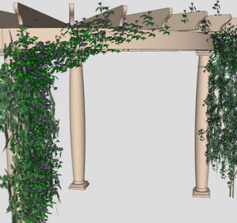 三角花架紫藤植物SU模型下载_sketchup草图大师SKP模型