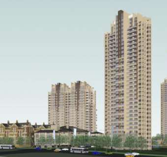 中华大街新古典小区英式洋房别墅SU模型下载_sketchup草图大师SKP模型