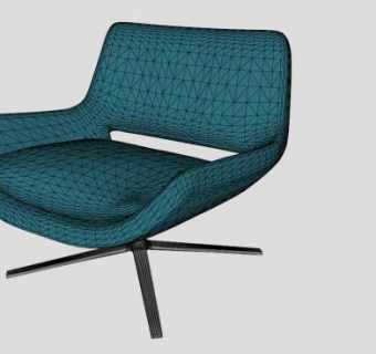 蓝色单人沙发意大利大都会84椅子SU模型下载_sketchup草图大师SKP模型