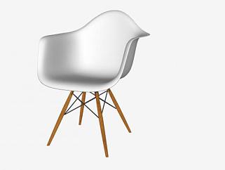 白色休闲单人椅子沙发SU模型下载_sketchup草图大师SKP模型