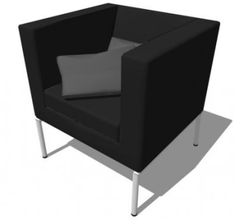 灰色单人沙发宜家风扶手椅SU模型下载_sketchup草图大师SKP模型