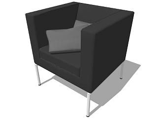 灰色单人沙发宜家风扶手椅SU模型下载_sketchup草图大师SKP模型