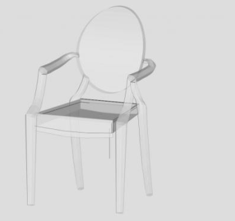 灰色单人沙发路易鬼椅SU模型下载_sketchup草图大师SKP模型