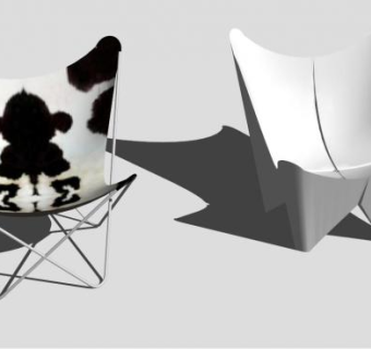 蝴蝶椅单人沙发BKF椅SU模型下载_sketchup草图大师SKP模型