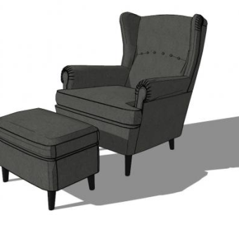 宜家黑色单人沙发SU模型下载_sketchup草图大师SKP模型