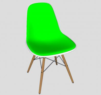 绿色塑料边椅单人沙发软垫SU模型下载_sketchup草图大师SKP模型
