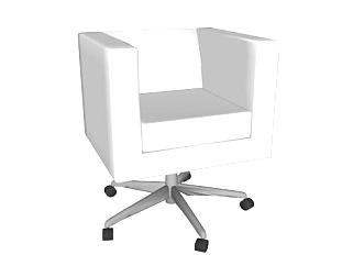 白色单人沙发办公椅SU模型下载_sketchup草图大师SKP模型