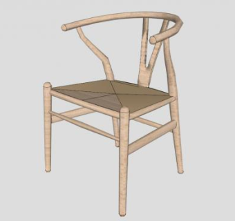 木质单人沙发叉骨椅SU模型下载_sketchup草图大师SKP模型