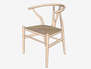 木质单人沙发叉骨椅SU模型下载_sketchup草图大师SKP模型