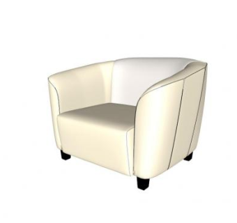 白色单人沙发皮革SU模型下载_sketchup草图大师SKP模型