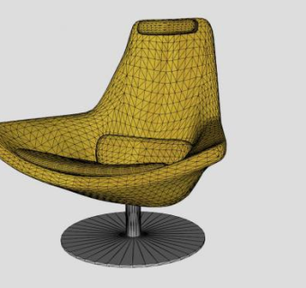黄色大都会单人沙发100型扶手椅SU模型下载_sketchup草图大师SKP模型