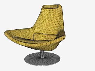 黄色大都会单人沙发100型扶手椅SU模型下载_sketchup草图大师SKP模型