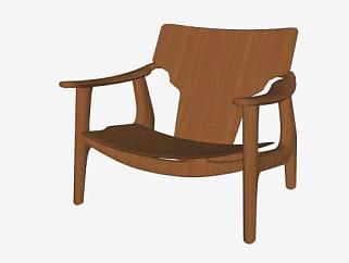 实木椅子单人椅SU模型下载_sketchup草图大师SKP模型