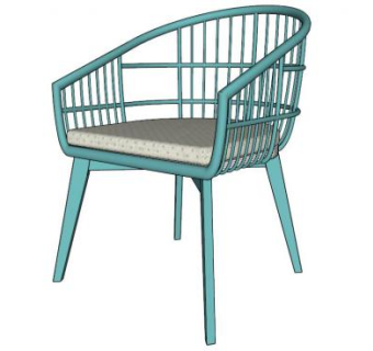 蓝色扶手椅户外单人椅SU模型下载_sketchup草图大师SKP模型
