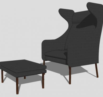 灰色扶手椅单人沙发SU模型下载_sketchup草图大师SKP模型