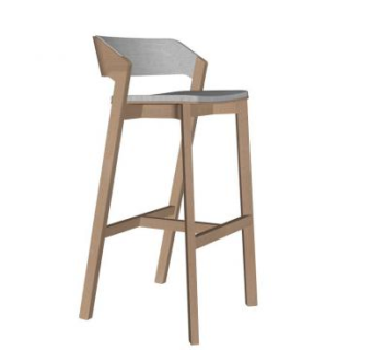 酒吧高脚凳木质蓝色椅子SU模型下载_sketchup草图大师SKP模型